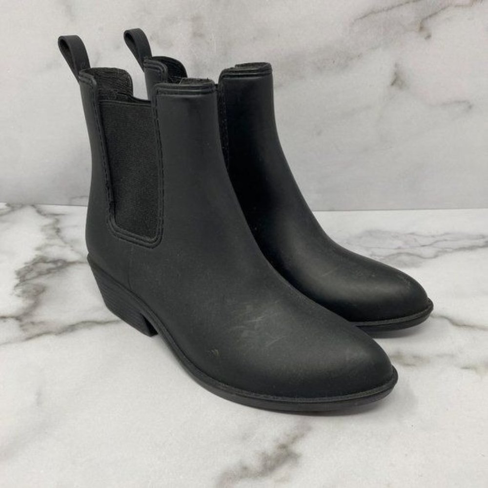 Jeffrey Campbell Black Pointed Toe Rain Booties Size 7